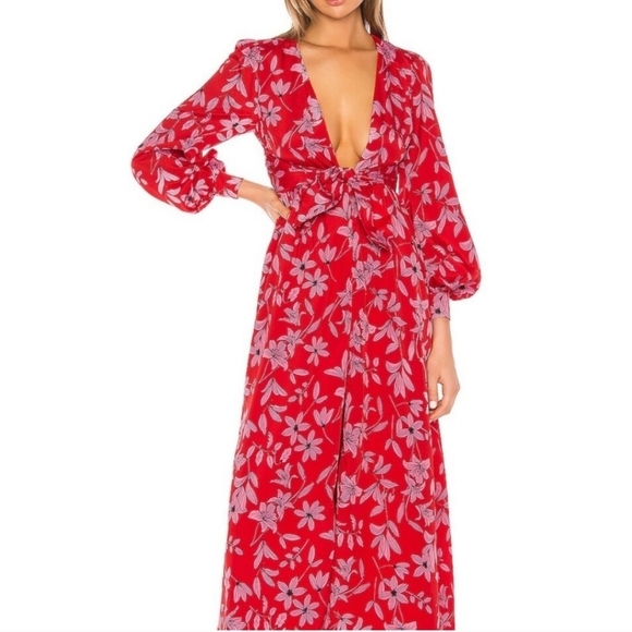REVOLVE Camila Coelho Leonora Maxi Top/ Dress Floral Red - Picture 2 of 12